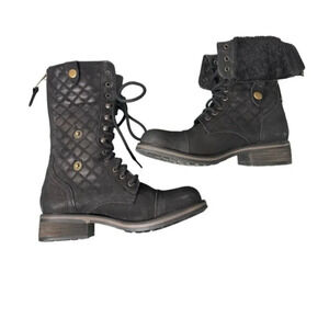 Steve Madden Dublyn Black Nubuck Foldover Boots Size 8